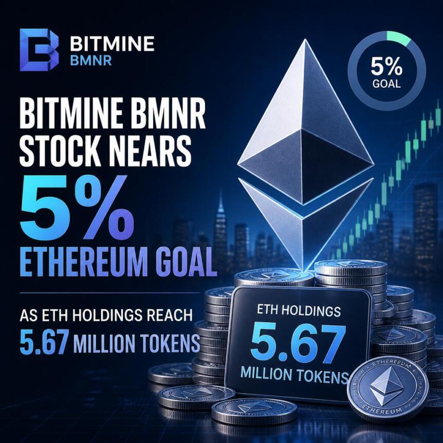 Bitmine Bmnr Stock Nears 5 Ethereum Goal As Eth Holdings Reach 5 67 Million Toke